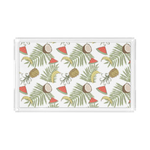 Tropical Fruit Sketch Pattern Acrylic Tray
