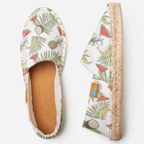 Tropical Fruit Sketch Pattern Espadrilles