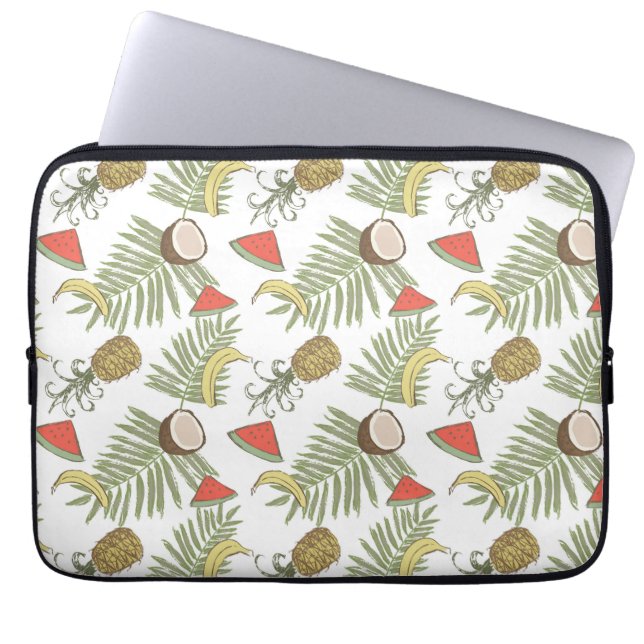 Tropical Fruit Sketch Pattern Laptop Sleeve (Front)