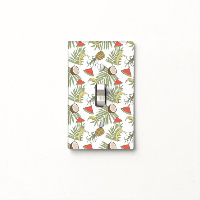 Tropical Fruit Sketch Pattern Light Switch Cover (In Situ)