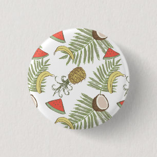 Tropical Fruit Sketch Pattern Pinback Button