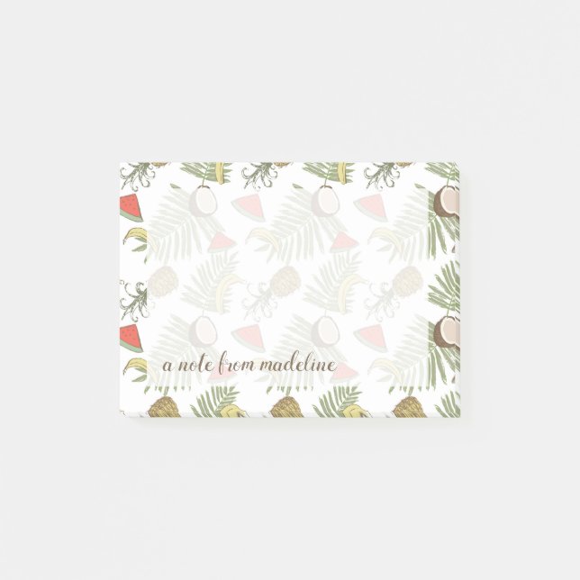 Tropical Fruit Sketch Pattern Post-it Notes (Front)