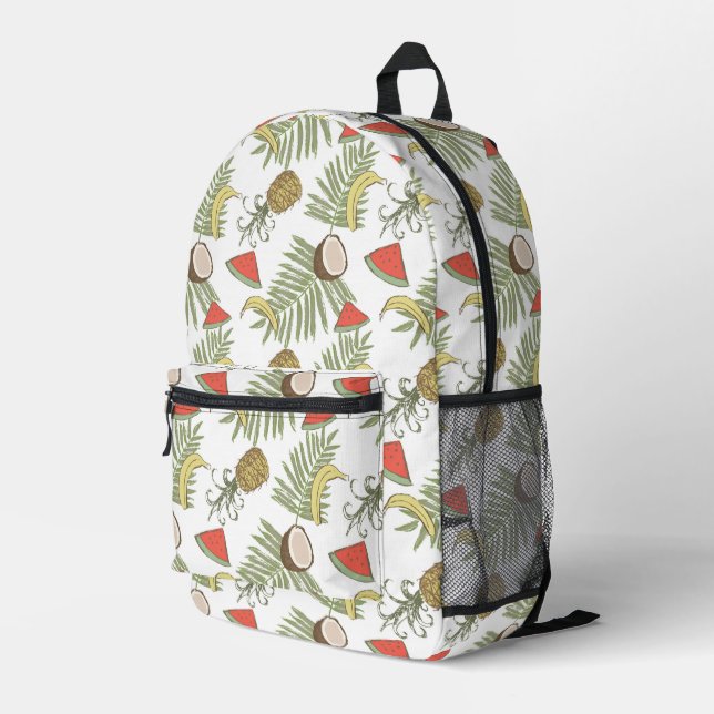 Tropical Fruit Sketch Pattern Printed Backpack (Back Corner Right)