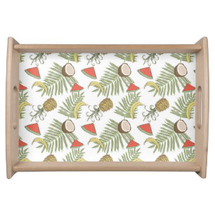 Tropical Fruit Sketch Pattern Serving Tray