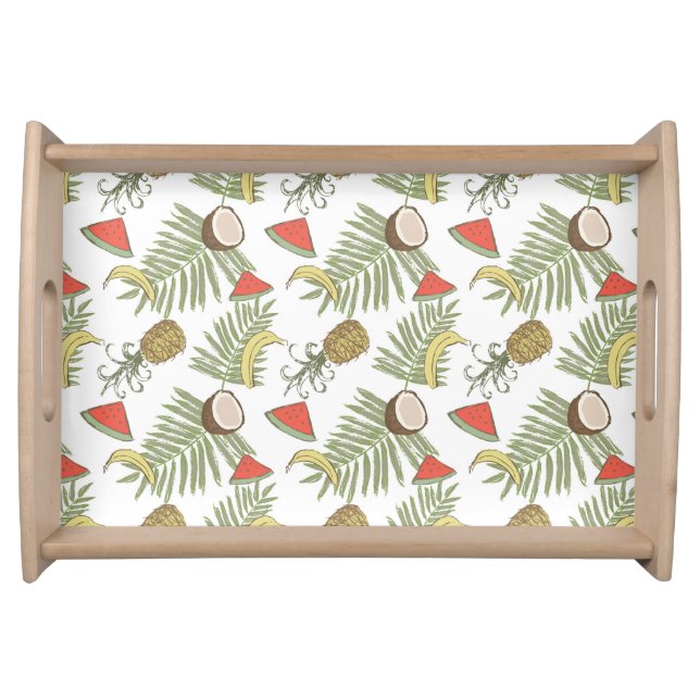 Tropical Fruit Sketch Pattern Serving Tray (Front)