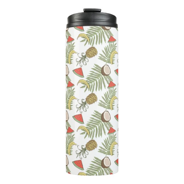 Tropical Fruit Sketch Pattern Thermal Tumbler (Front)