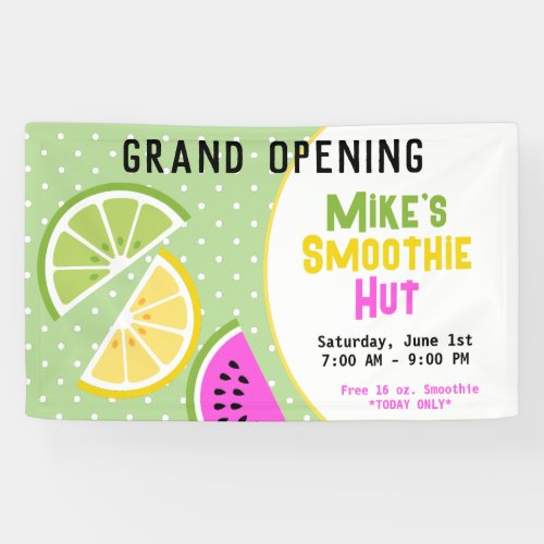 Tropical Fruit Smoothie Business Grand Opening Banner
