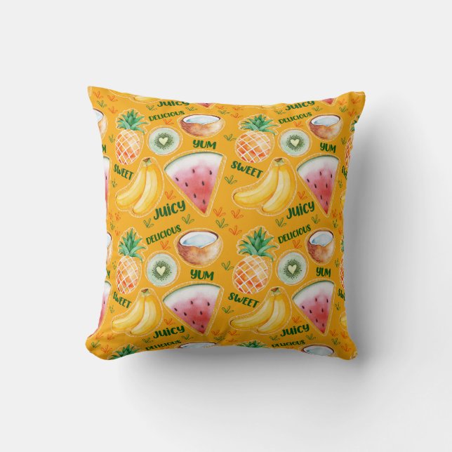 Tropical Fruit Throw Pillow (Front)