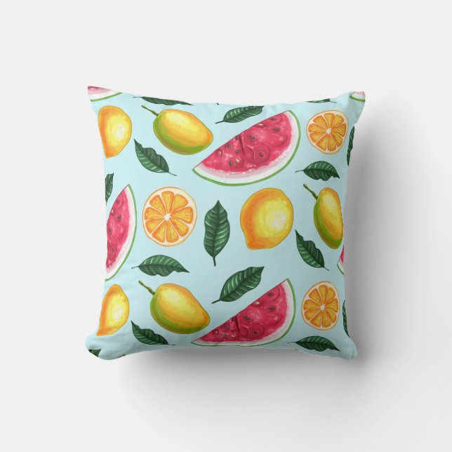 Tropical Fruit Throw Pillow (Front)