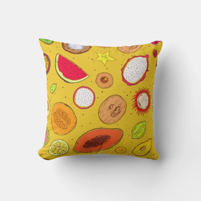 Tropical Fruit Throw Pillow (Front)