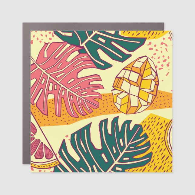 Tropical Fruit: Vibrant Pattern Design Car Magnet (Front)