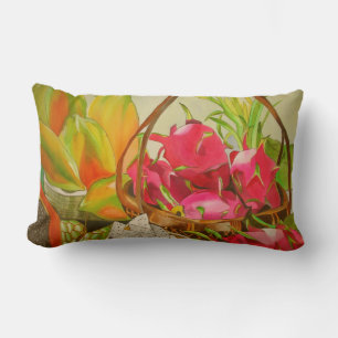 Tropical Fruit watercolor original art painitng Lumbar Pillow