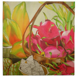 Tropical Fruit watercolor original art still life Napkin