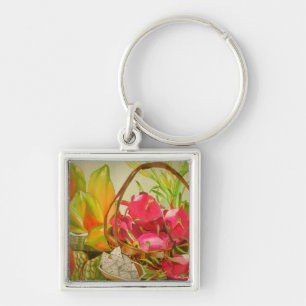 Tropical fruit watercolor still life art painting keychain