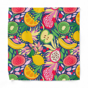 Tropical Fruit  Watercolor Summer Pattern Bandana