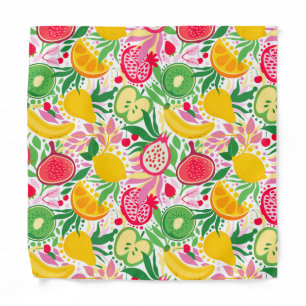 Tropical Fruit Watercolor Summer Pattern Bandana