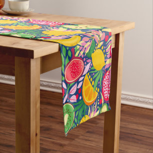 Tropical Fruit  Watercolor Summer Pattern Short Table Runner
