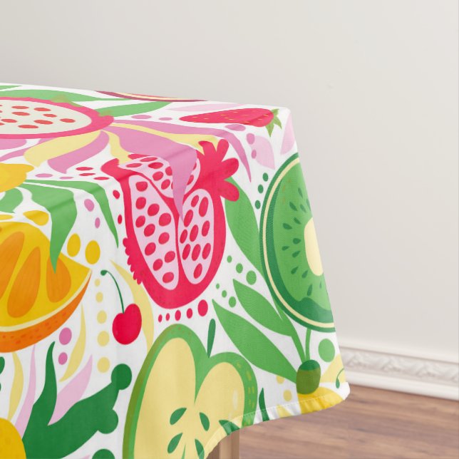 Tropical Fruit  Watercolor Summer Pattern Tablecloth (In Situ)
