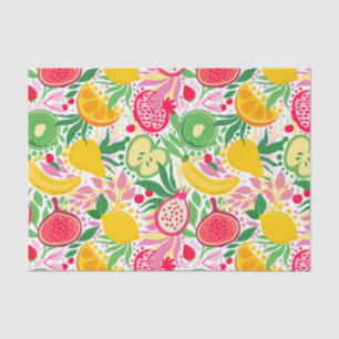 Tropical Fruit  Watercolor Summer Pattern Tissue Paper
