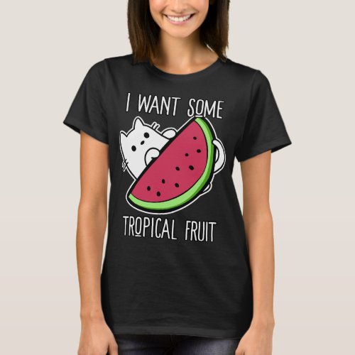 Tropical Fruit Watermelon Cat Foodie T_Shirt