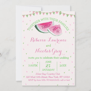 Tropical Fruit Watermelon Wedding Pink Watercolor Invitation
