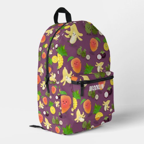 Tropical fruit with happy faces pattern printed backpack