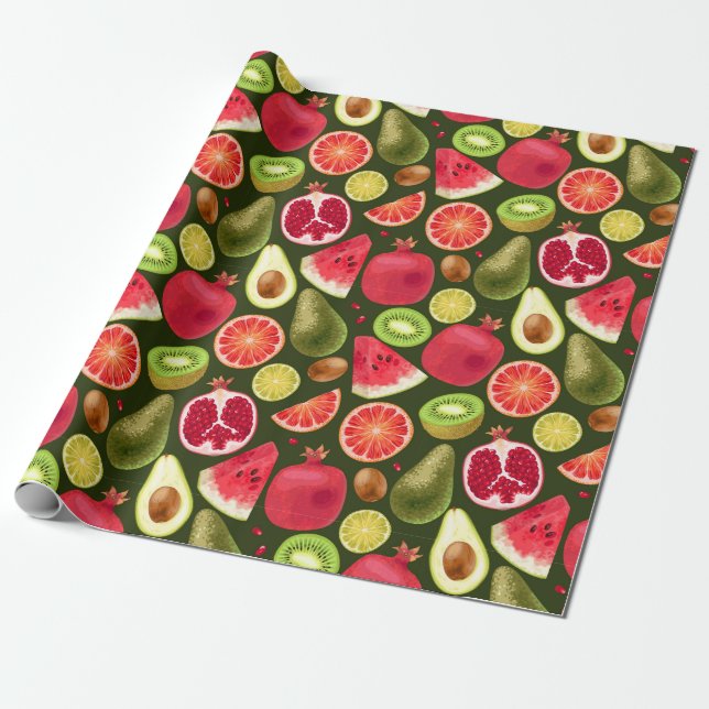 Tropical fruit wrapping paper (Unrolled)