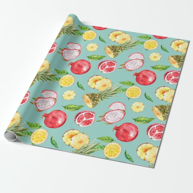 Tropical fruit wrapping paper (Unrolled)