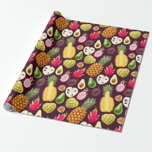 Tropical fruit wrapping paper (Unrolled)