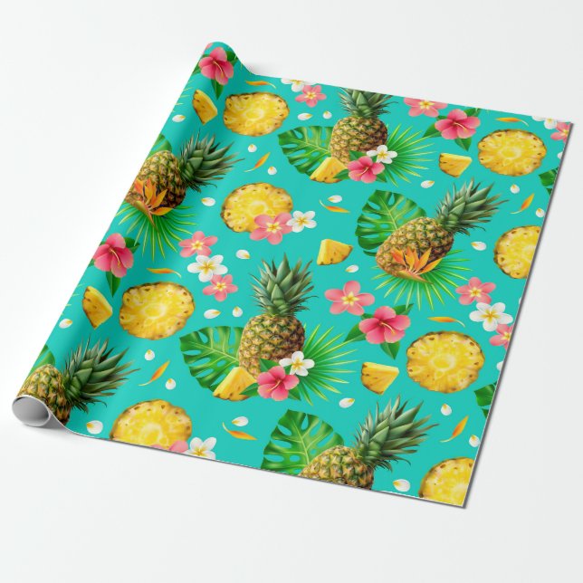 Tropical fruit wrapping paper (Unrolled)