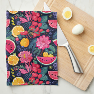 Tropical Fruits and Flowers Kitchen Towel