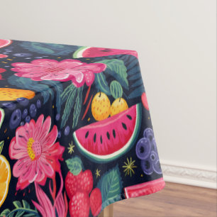 Tropical Fruits and Flowers Tablecloth
