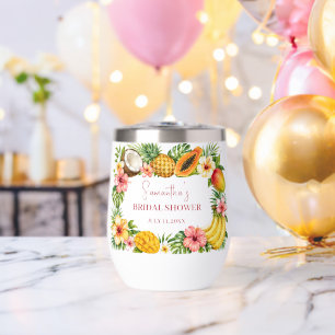 Tropical Fruits Coconut Hawaiian Bridal Shower Thermal Wine Tumbler