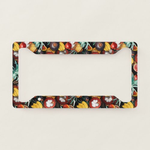 Tropical fruits design license plate frame