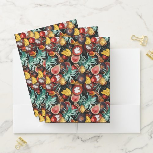 Tropical fruits design pocket folder
