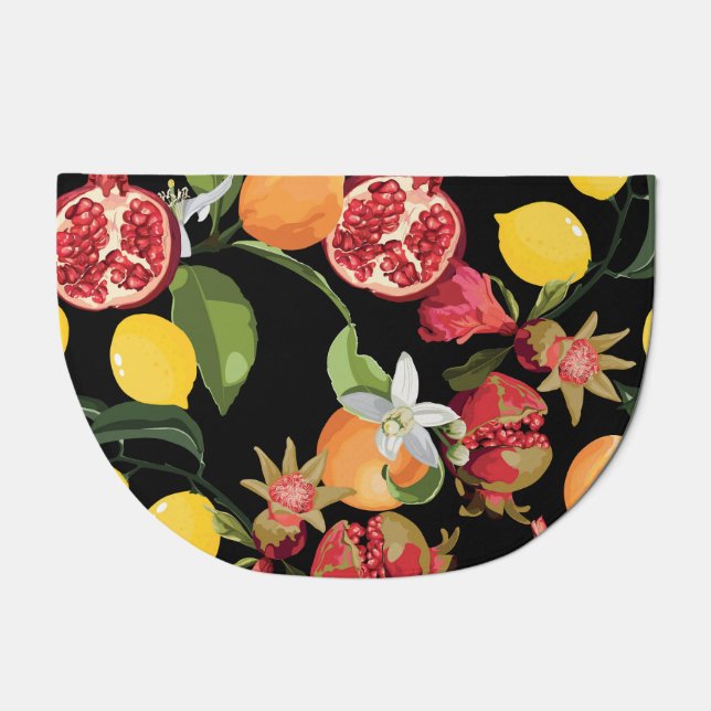 Tropical Fruits: Exotic Seamless Background Doormat (Front)