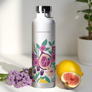 Tropical Fruits, Fig Wildflower Botanical Monogram Water Bottle