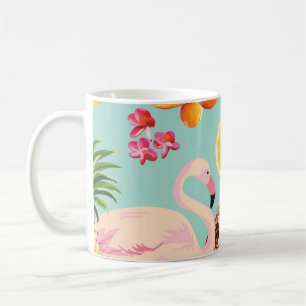 Tropical Fruits Flamingo Vintage Pattern Coffee Mug