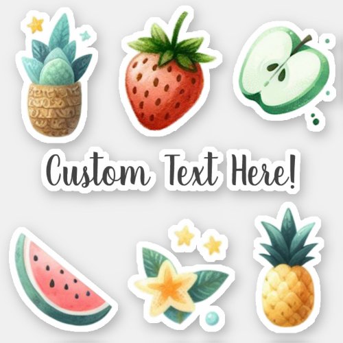 Tropical Fruits Flowers Plants Personalized Text Sticker