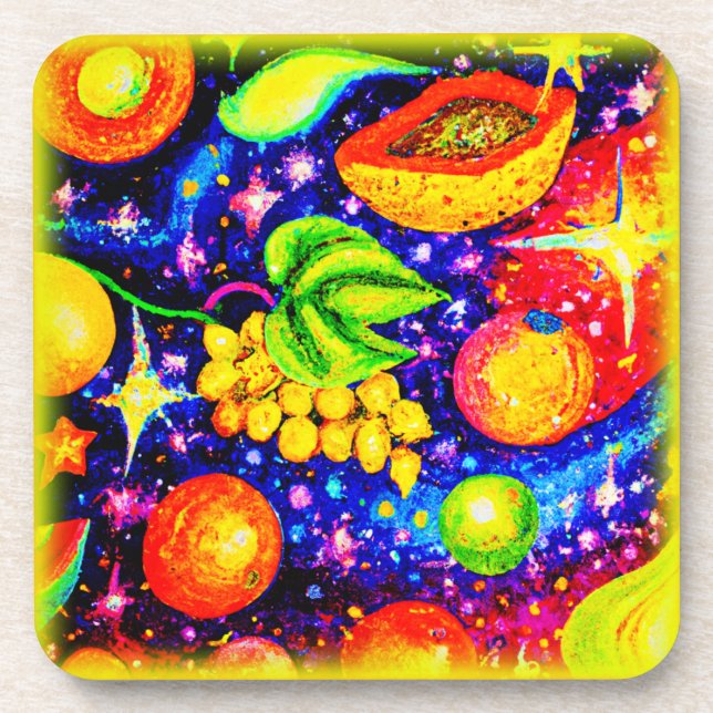 Tropical Fruits in the Sky. Buy Now Beverage Coaster (Front)