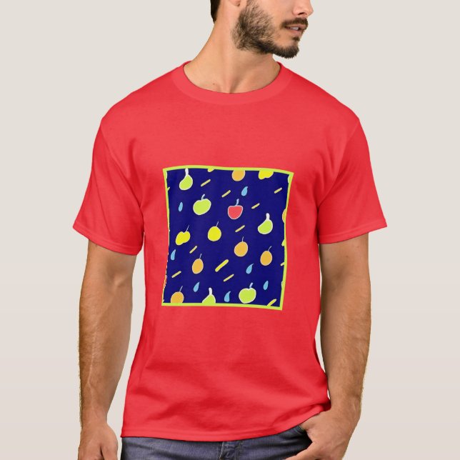 Tropical Fruits Neon Colors Pattern T-Shirt (Front)