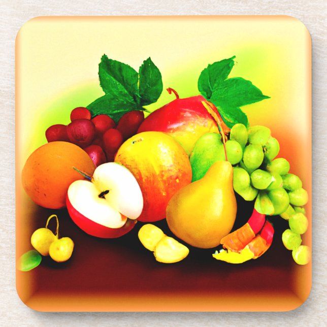 Tropical Fruits Painting. Buy Now Beverage Coaster (Front)