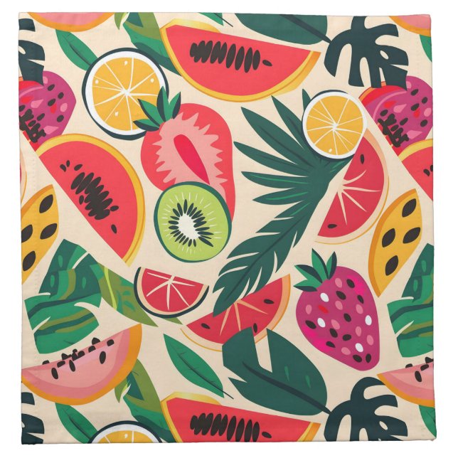 Tropical fruits pattern cloth napkin (Front)