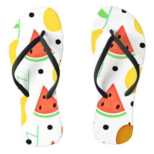 Tropical Fruits Pattern Design Flip Flops