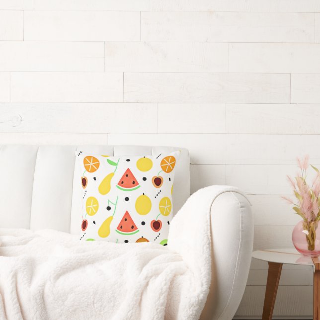 Tropical Fruits Pattern Design Throw Pillow (Couch)
