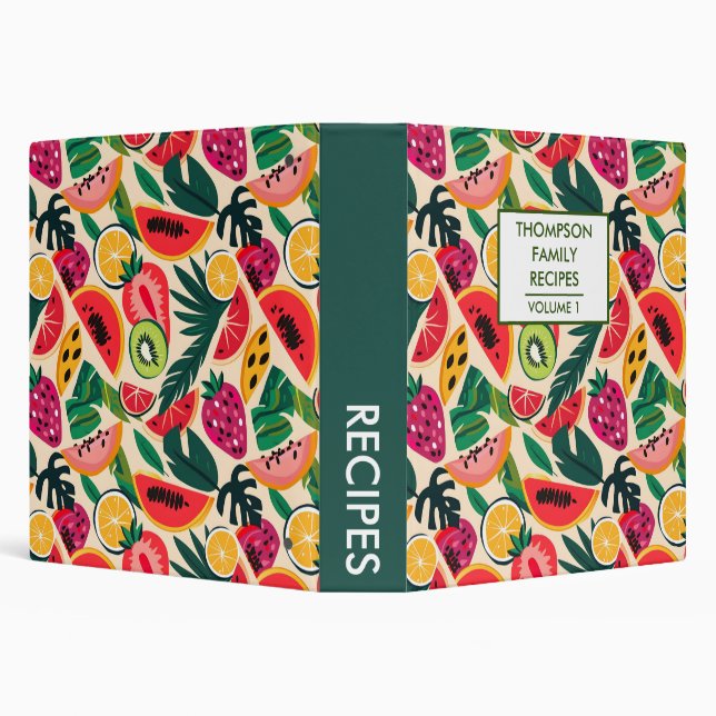 Tropical fruits Personalized Recipe 3 Ring Binder (Background)