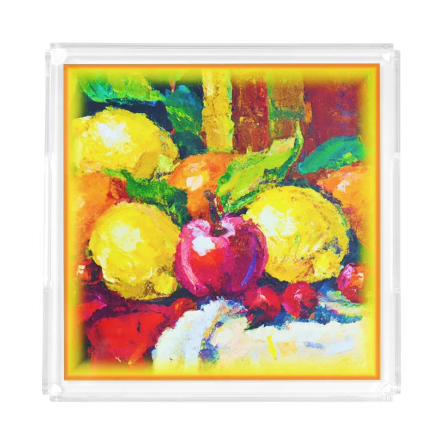 Tropical Fruits Pianting. Buy Now Acrylic Tray (Front)