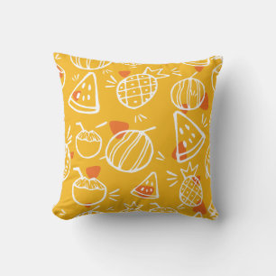 Tropical fruits, pineapple and watermelon pictures throw pillow
