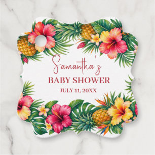 Tropical Fruits Pineapple Hawaiian Baby Shower Favor Tags