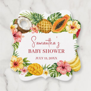 Tropical Fruits Pineapple Hawaiian Baby Shower Favor Tags